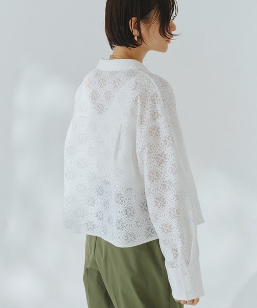 RASW（ラス）の「[RASW]レースクロップドワイドシャツ（シャツ/ブラウス・レディース・ブラック/オフホワイト・M/L）」の15枚目の写真