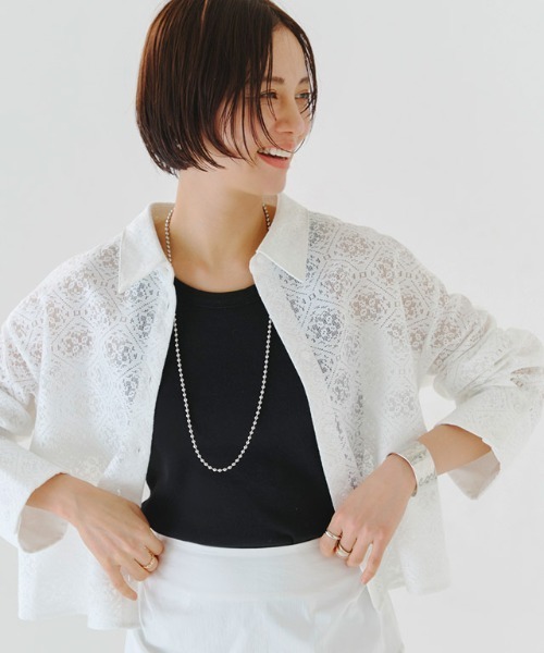 RASW（ラス）の「[RASW]レースクロップドワイドシャツ（シャツ/ブラウス・レディース・ブラック/オフホワイト・M/L）」の10枚目の写真
