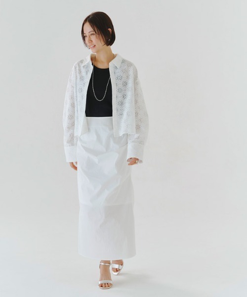 RASW（ラス）の「[RASW]レースクロップドワイドシャツ（シャツ/ブラウス・レディース・ブラック/オフホワイト・M/L）」の11枚目の写真