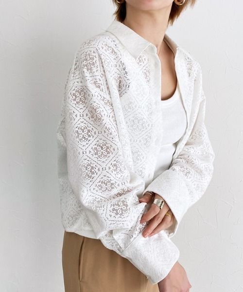 RASW（ラス）の「[RASW]レースクロップドワイドシャツ（シャツ/ブラウス・レディース・ブラック/オフホワイト・M/L）」の20枚目の写真