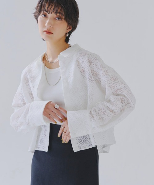 RASW（ラス）の「[RASW]レースクロップドワイドシャツ（シャツ/ブラウス・レディース・ブラック/オフホワイト・M/L）」の8枚目の写真