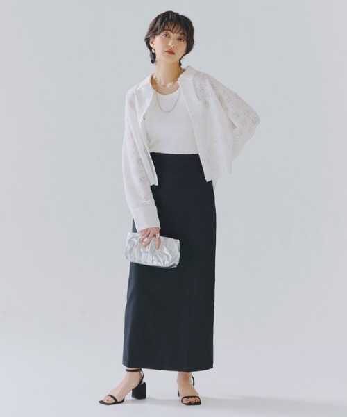 RASW（ラス）の「[RASW]レースクロップドワイドシャツ（シャツ/ブラウス・レディース・ブラック/オフホワイト・M/L）」の6枚目の写真
