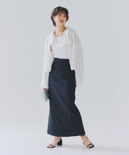 RASW（ラス）の「[RASW]レースクロップドワイドシャツ（シャツ/ブラウス・レディース・ブラック/オフホワイト・M/L）」の3枚目の写真