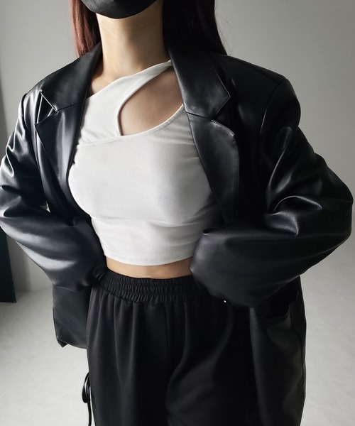 お値下げ！　ワンショルダーカットトップス ドロストワンショルカットTOPS(M BLUE): トップス｜PMbox