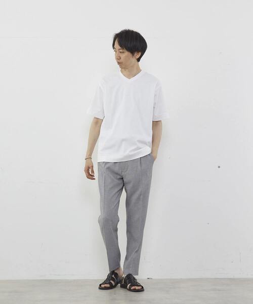 MEN'S MELROSE(メンズメルローズ)の「マーセライズドスムースVネックTシャツ(Tシャツ/カットソー・メンズ・ネイビー/キャメル/グレー/ホワイト・3/4/2)」の6枚目の写真