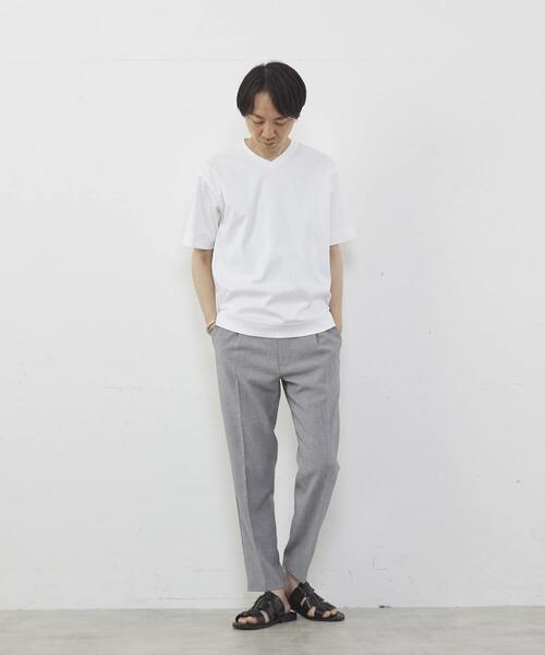 MEN'S MELROSE(メンズメルローズ)の「マーセライズドスムースVネックTシャツ(Tシャツ/カットソー・メンズ・ネイビー/キャメル/グレー/ホワイト・3/4/2)」の7枚目の写真
