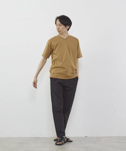 MEN'S MELROSE(メンズメルローズ)の「マーセライズドスムースVネックTシャツ(Tシャツ/カットソー・メンズ・ネイビー/キャメル/グレー/ホワイト・3/4/2)」の10枚目の写真