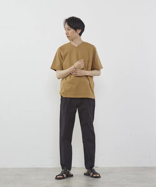 MEN'S MELROSE(メンズメルローズ)の「マーセライズドスムースVネックTシャツ(Tシャツ/カットソー・メンズ・ネイビー/キャメル/グレー/ホワイト・3/4/2)」の11枚目の写真