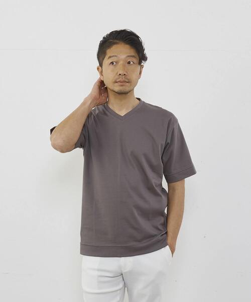 MEN'S MELROSE(メンズメルローズ)の「マーセライズドスムースVネックTシャツ(Tシャツ/カットソー・メンズ・ネイビー/キャメル/グレー/ホワイト・3/4/2)」の13枚目の写真