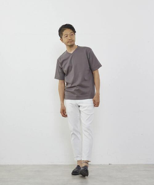 MEN'S MELROSE(メンズメルローズ)の「マーセライズドスムースVネックTシャツ(Tシャツ/カットソー・メンズ・ネイビー/キャメル/グレー/ホワイト・3/4/2)」の15枚目の写真