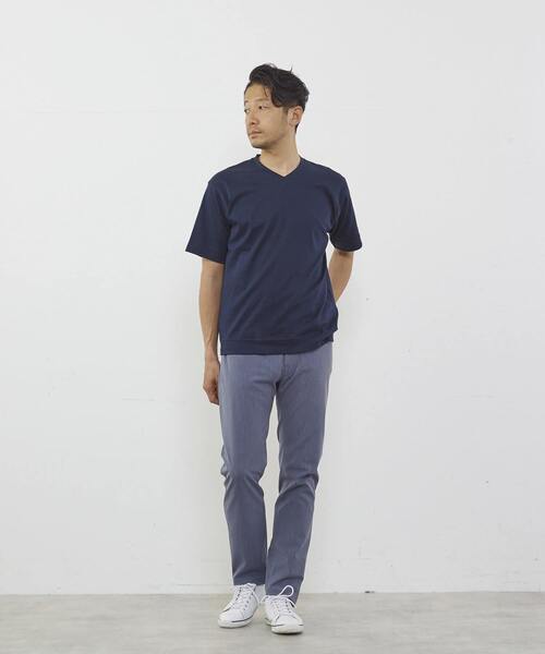 MEN'S MELROSE(メンズメルローズ)の「マーセライズドスムースVネックTシャツ(Tシャツ/カットソー・メンズ・ネイビー/キャメル/グレー/ホワイト・3/4/2)」の18枚目の写真