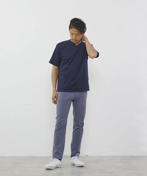 MEN'S MELROSE(メンズメルローズ)の「マーセライズドスムースVネックTシャツ(Tシャツ/カットソー・メンズ・ネイビー/キャメル/グレー/ホワイト・3/4/2)」の19枚目の写真