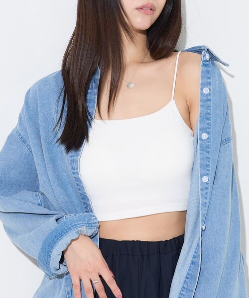 PUBLUX（パブリュクス）の「PUBLUX/パブリュクス ショート丈カップ付きキャミソール　限定展開（キャミソール・レディース・ブラック/オフホワイト/ラベンダー/ブラウン・ﾌﾘ-）」の2枚目の写真