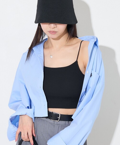 PUBLUX（パブリュクス）の「PUBLUX/パブリュクス ショート丈カップ付きキャミソール　限定展開（キャミソール・レディース・ブラック/オフホワイト/ラベンダー/ブラウン・ﾌﾘ-）」の3枚目の写真