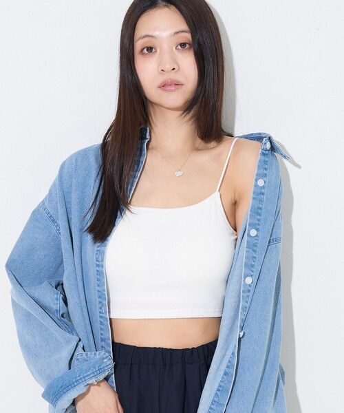 PUBLUX（パブリュクス）の「PUBLUX/パブリュクス ショート丈カップ付きキャミソール　限定展開（キャミソール・レディース・ブラック/オフホワイト/ラベンダー/ブラウン・ﾌﾘ-）」の20枚目の写真