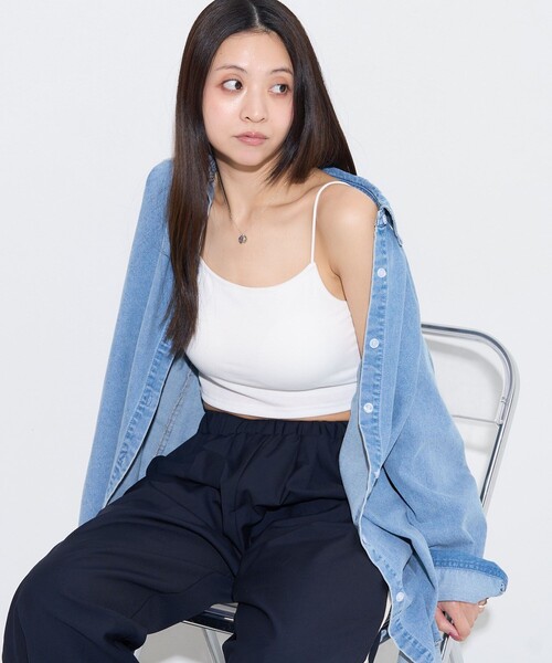 PUBLUX（パブリュクス）の「PUBLUX/パブリュクス ショート丈カップ付きキャミソール　限定展開（キャミソール・レディース・ブラック/オフホワイト/ラベンダー/ブラウン・ﾌﾘ-）」の17枚目の写真