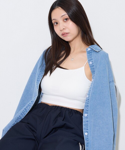 PUBLUX（パブリュクス）の「PUBLUX/パブリュクス ショート丈カップ付きキャミソール　限定展開（キャミソール・レディース・ブラック/オフホワイト/ラベンダー/ブラウン・ﾌﾘ-）」の16枚目の写真