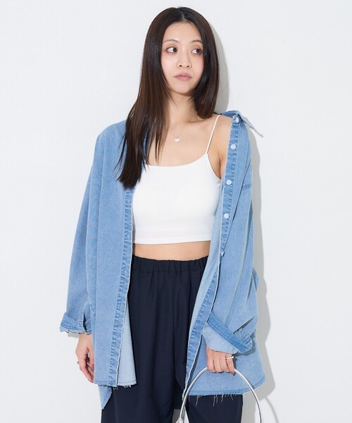 PUBLUX（パブリュクス）の「PUBLUX/パブリュクス ショート丈カップ付きキャミソール　限定展開（キャミソール・レディース・ブラック/オフホワイト/ラベンダー/ブラウン・ﾌﾘ-）」の15枚目の写真