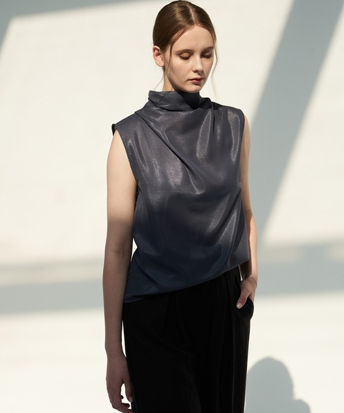 ◆Donna Karan ノースリーブカウルネックフェイクラップドレス Donna Karan - Official site and Online Store