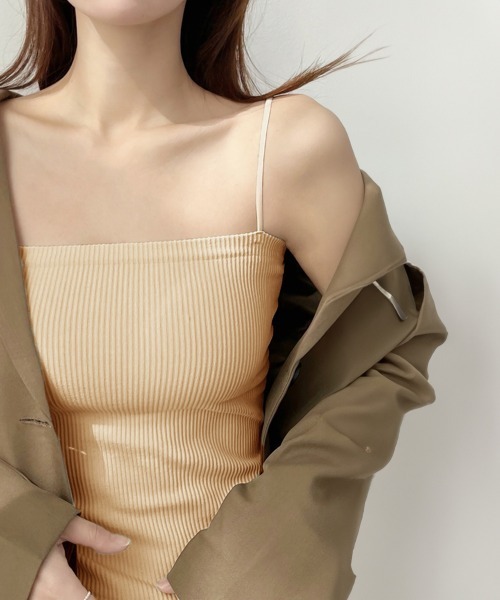 Miniministore（ミニミニストア）の「カップ付きキャミソール ブラトップ 韓国 夏服（キャミソール・レディース・ブラック/ベージュ/ダークグレー/ブラウン/キャメル/ホワイト・FREE）」の5枚目の写真