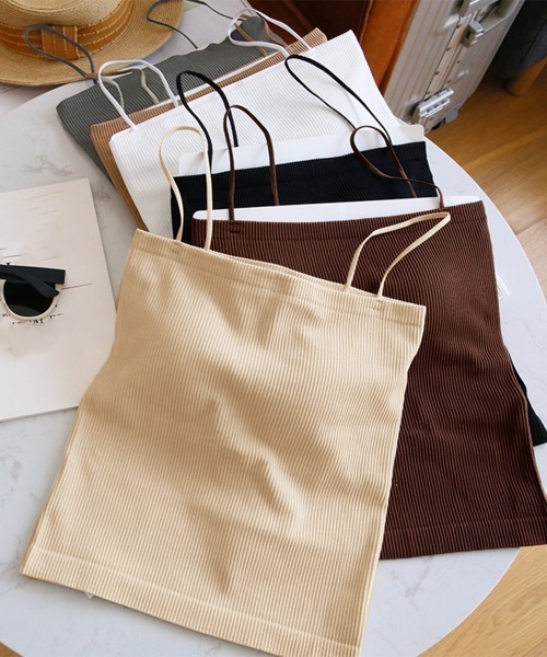 Miniministore（ミニミニストア）の「カップ付きキャミソール ブラトップ 韓国 夏服（キャミソール・レディース・ブラック/ベージュ/ダークグレー/ブラウン/キャメル/ホワイト・FREE）」の18枚目の写真