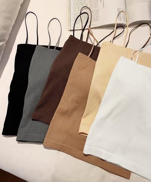 Miniministore（ミニミニストア）の「カップ付きキャミソール ブラトップ 韓国 夏服（キャミソール・レディース・ブラック/ベージュ/ダークグレー/ブラウン/キャメル/ホワイト・FREE）」の20枚目の写真