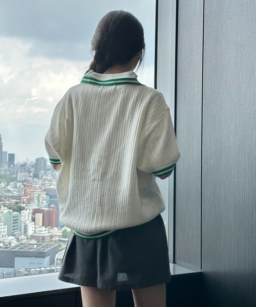 WaiKei（ワイケイ）の「【UNISEX】Wai Kei／ラインPOLOニットT（ニット/セーター・レディース・アイボリー/ピンク・SMALL/MEDIUM）」の20枚目の写真