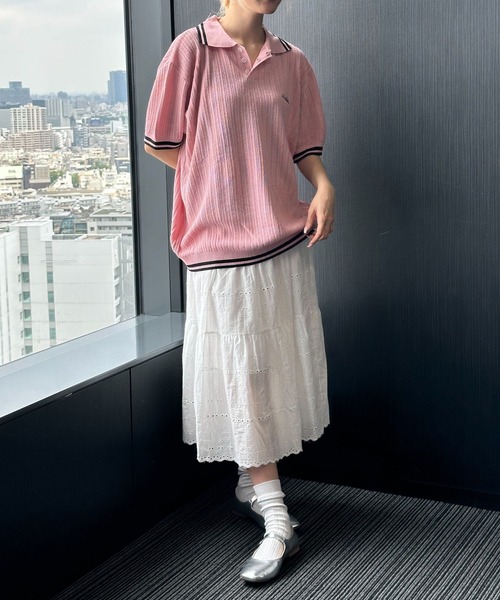 WaiKei（ワイケイ）の「【UNISEX】Wai Kei／ラインPOLOニットT（ニット/セーター・レディース・アイボリー/ピンク・SMALL/MEDIUM）」の19枚目の写真