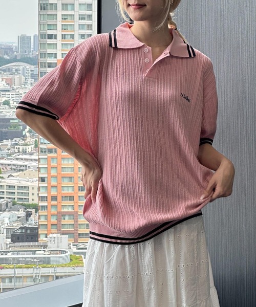 WaiKei（ワイケイ）の「【UNISEX】Wai Kei／ラインPOLOニットT（ニット/セーター・レディース・アイボリー/ピンク・SMALL/MEDIUM）」の14枚目の写真