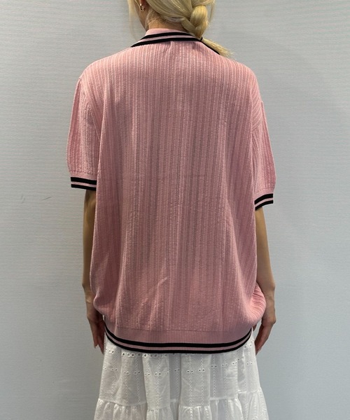 WaiKei（ワイケイ）の「【UNISEX】Wai Kei／ラインPOLOニットT（ニット/セーター・レディース・アイボリー/ピンク・SMALL/MEDIUM）」の10枚目の写真