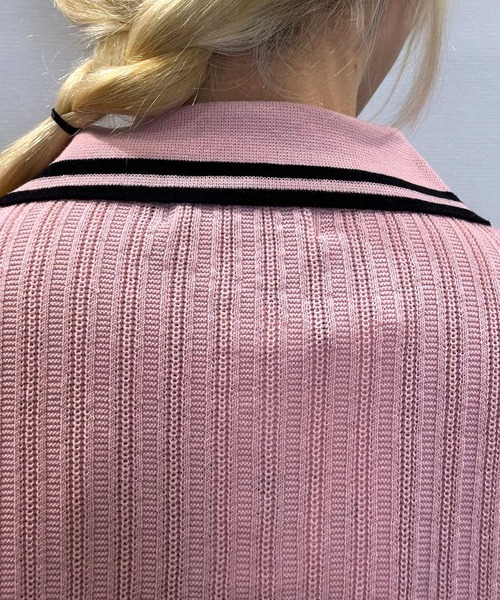 WaiKei（ワイケイ）の「【UNISEX】Wai Kei／ラインPOLOニットT（ニット/セーター・レディース・アイボリー/ピンク・SMALL/MEDIUM）」の9枚目の写真