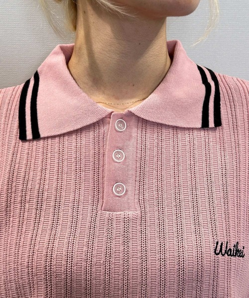 ニット セーター 「UNISEX」Wai Kei／ラインPOLOニットT レディース メンズ WaiKei ニット セーター 「UNISEX」Wai Kei／ラインPOLOニットT