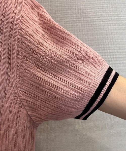 WaiKei（ワイケイ）の「【UNISEX】Wai Kei／ラインPOLOニットT（ニット/セーター・レディース・アイボリー/ピンク・SMALL/MEDIUM）」の7枚目の写真