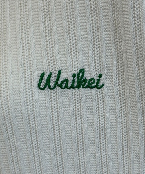 WaiKei（ワイケイ）の「【UNISEX】Wai Kei／ラインPOLOニットT（ニット/セーター・レディース・アイボリー/ピンク・SMALL/MEDIUM）」の4枚目の写真