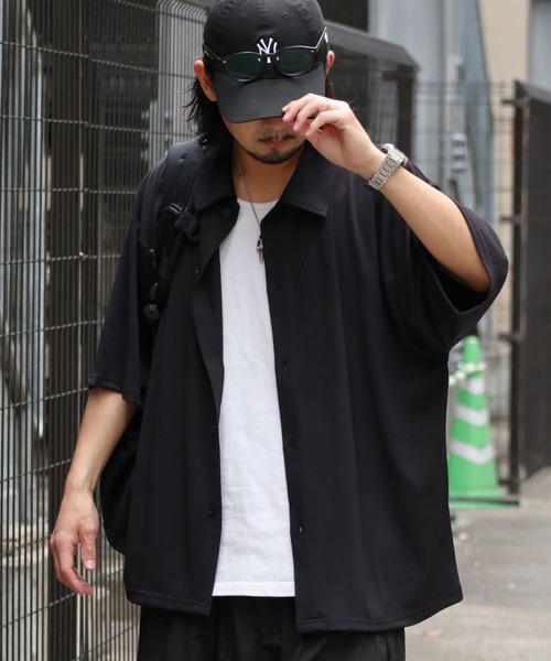 ROUGH TRADE（ラフトレード）の「RT-プリーツ半袖シャツ（シャツ/ブラウス・メンズ・アイボリー/ブラック・M/L/XL）」の8枚目の写真