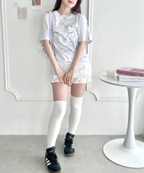 √nuage(ルートニュアージュ)の「トゥインクルリボンルーズTシャツ(Tシャツ/カットソー・レディース・グレー/ホワイト/ピンク・FREE)」の18枚目の写真