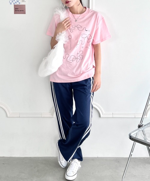 √nuage(ルートニュアージュ)の「トゥインクルリボンルーズTシャツ(Tシャツ/カットソー・レディース・グレー/ホワイト/ピンク・FREE)」の20枚目の写真