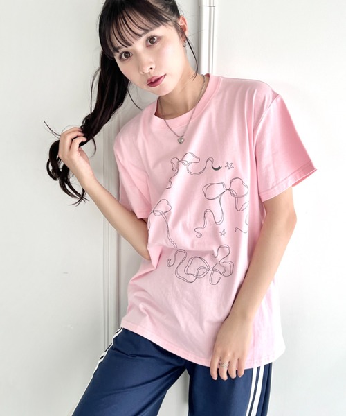 √nuage(ルートニュアージュ)の「トゥインクルリボンルーズTシャツ(Tシャツ/カットソー・レディース・グレー/ホワイト/ピンク・FREE)」の22枚目の写真