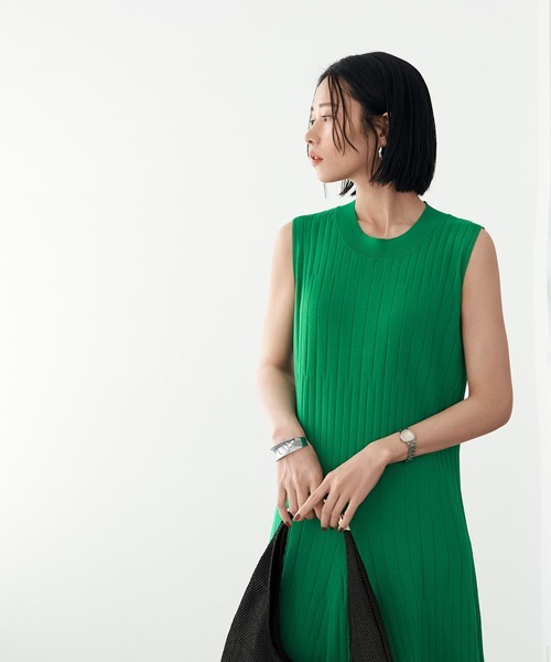 STYLE DELI(スタイルデリ)の「【LUXE】パネル編みフレアワンピース(ワンピース・レディース・グリーン/ブラック・SMALL/MEDIUM)」の8枚目の写真
