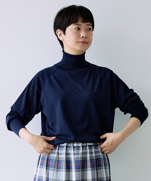 yuni（ユニ　）の「△FF30タートルネックプルオーバー 1701KN006242（ニット/セーター・レディース・ライム/ネイビー/オレンジ/アイボリー/グリーン系その他/ブラウン/グリーン/ピンク/サックスブルー/イエロー系その他/ブラック・FREE）」の7枚目の写真