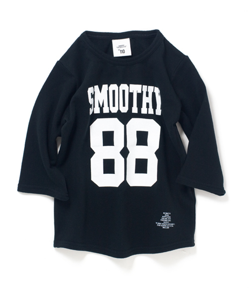 Smoothy（スムージー）の「Smoothy Foot ball 7sleeve T-shirts / スムージー フットボール7分袖 Tシャツ（Tシャツ/カットソー・キッズ・ブラック/ホワイト・120/130/90/150/140/110/100）」の4枚目の写真