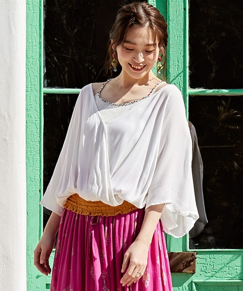 チャイハネ(チャイハネ)の「【チャイハネ】カマリシャーリングトップス(その他トップス・レディース・ホワイト/オレンジ/ブラック/カーキ/ブルー/ベージュ/ライトブルー/オレンジ系その他・FREE)」の2枚目の写真