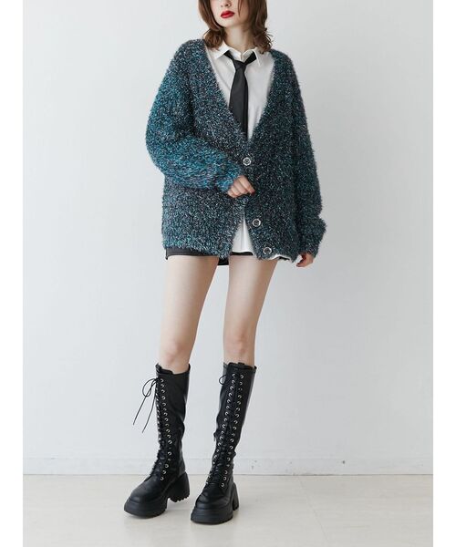 jouetie（ジュエティ）の「ラメシャギーニットVネックカーディガン（カーディガン/ボレロ・レディース・ブラック/パープル/ピンク/ブルー・MEDIUM）」の14枚目の写真