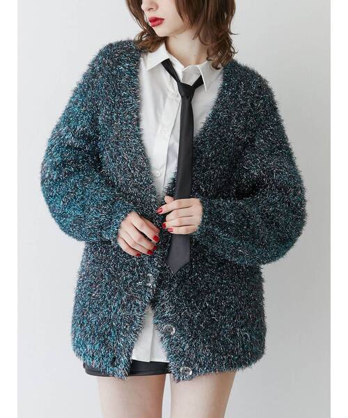 jouetie（ジュエティ）の「ラメシャギーニットVネックカーディガン（カーディガン/ボレロ・レディース・ブラック/パープル/ピンク/ブルー・MEDIUM）」の16枚目の写真