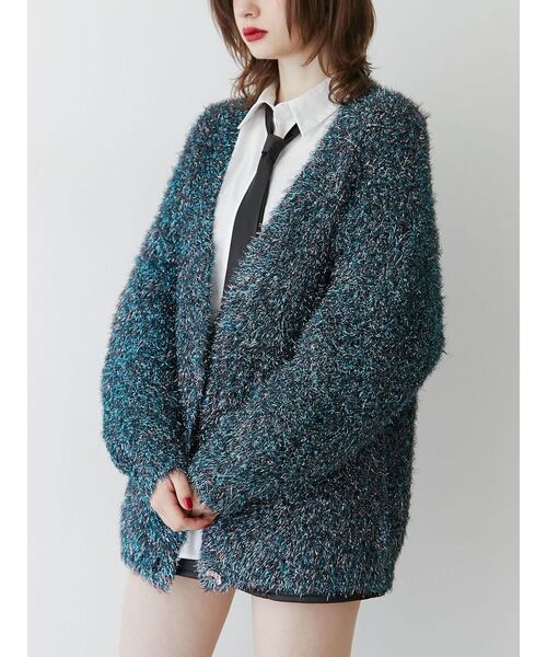 jouetie（ジュエティ）の「ラメシャギーニットVネックカーディガン（カーディガン/ボレロ・レディース・ブラック/パープル/ピンク/ブルー・MEDIUM）」の15枚目の写真