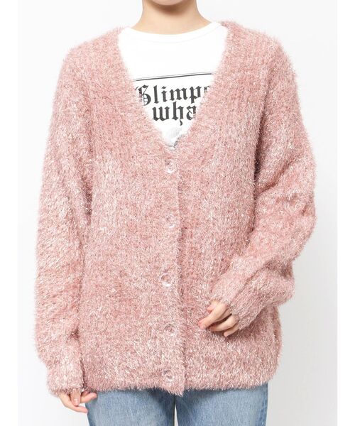 jouetie（ジュエティ）の「ラメシャギーニットVネックカーディガン（カーディガン/ボレロ・レディース・ブラック/パープル/ピンク/ブルー・MEDIUM）」の9枚目の写真