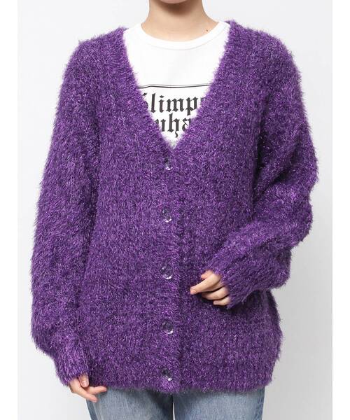 jouetie（ジュエティ）の「ラメシャギーニットVネックカーディガン（カーディガン/ボレロ・レディース・ブラック/パープル/ピンク/ブルー・MEDIUM）」の8枚目の写真