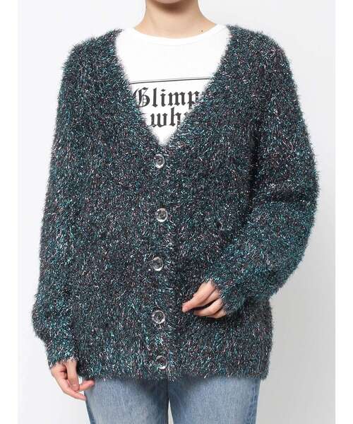 jouetie（ジュエティ）の「ラメシャギーニットVネックカーディガン（カーディガン/ボレロ・レディース・ブラック/パープル/ピンク/ブルー・MEDIUM）」の7枚目の写真