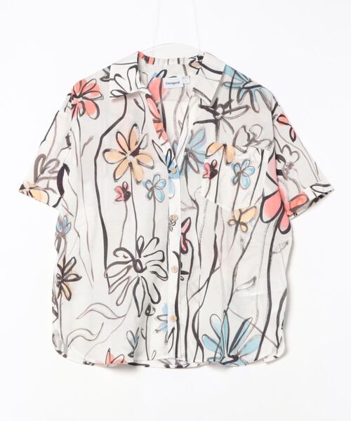 Desigual(デシグアル)の「ウォーターカラーフラワー シャツ(シャツ/ブラウス・レディース・ホワイト・S/M/L)」の5枚目の写真