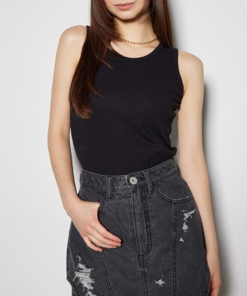 rienda（リエンダ）の「アメスリタンクカットトップス（タンクトップ・レディース・ブラック/ライトブルー/ホワイト・FREE）」の3枚目の写真